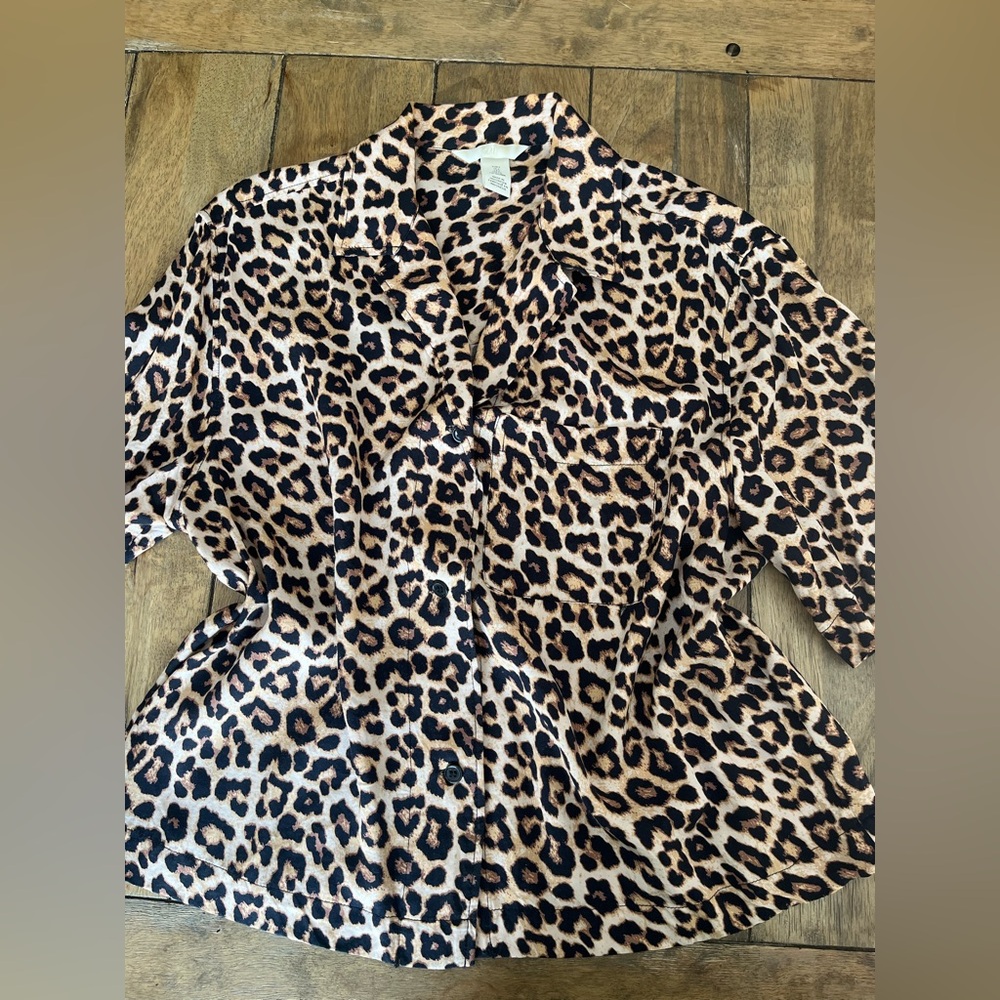 H&M Leopard Print Button Down Blouse